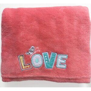 Zak & Zoey Pink Plush LOVE Baby Security Blanket Pink Butterfly Lovey Girl 40x42